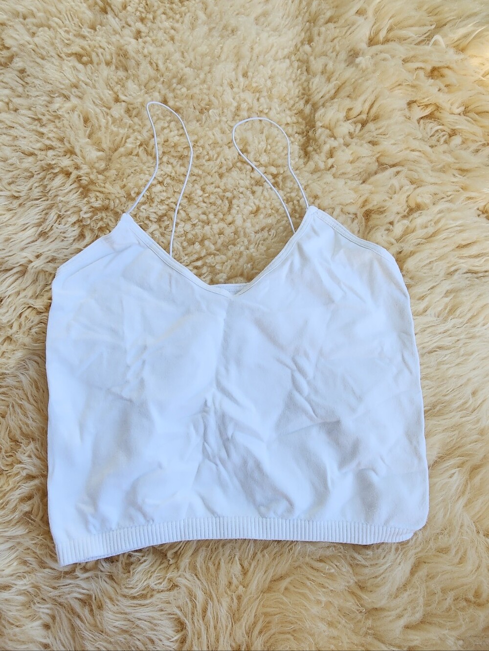 Free People White Spaghetti Strap V-Neck Crop Top